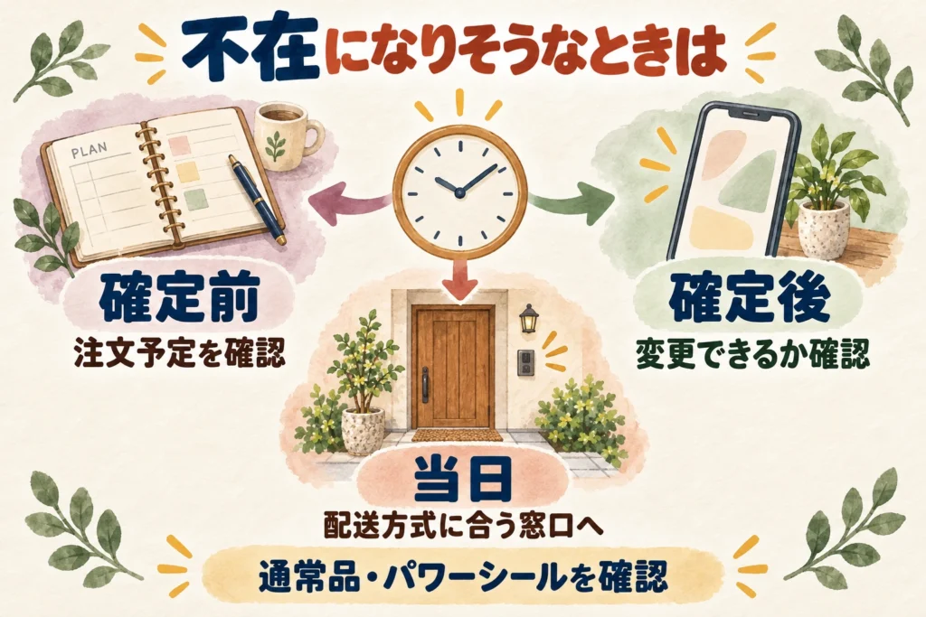 予定変更に気付いた時期によって確認先を分ける分岐図